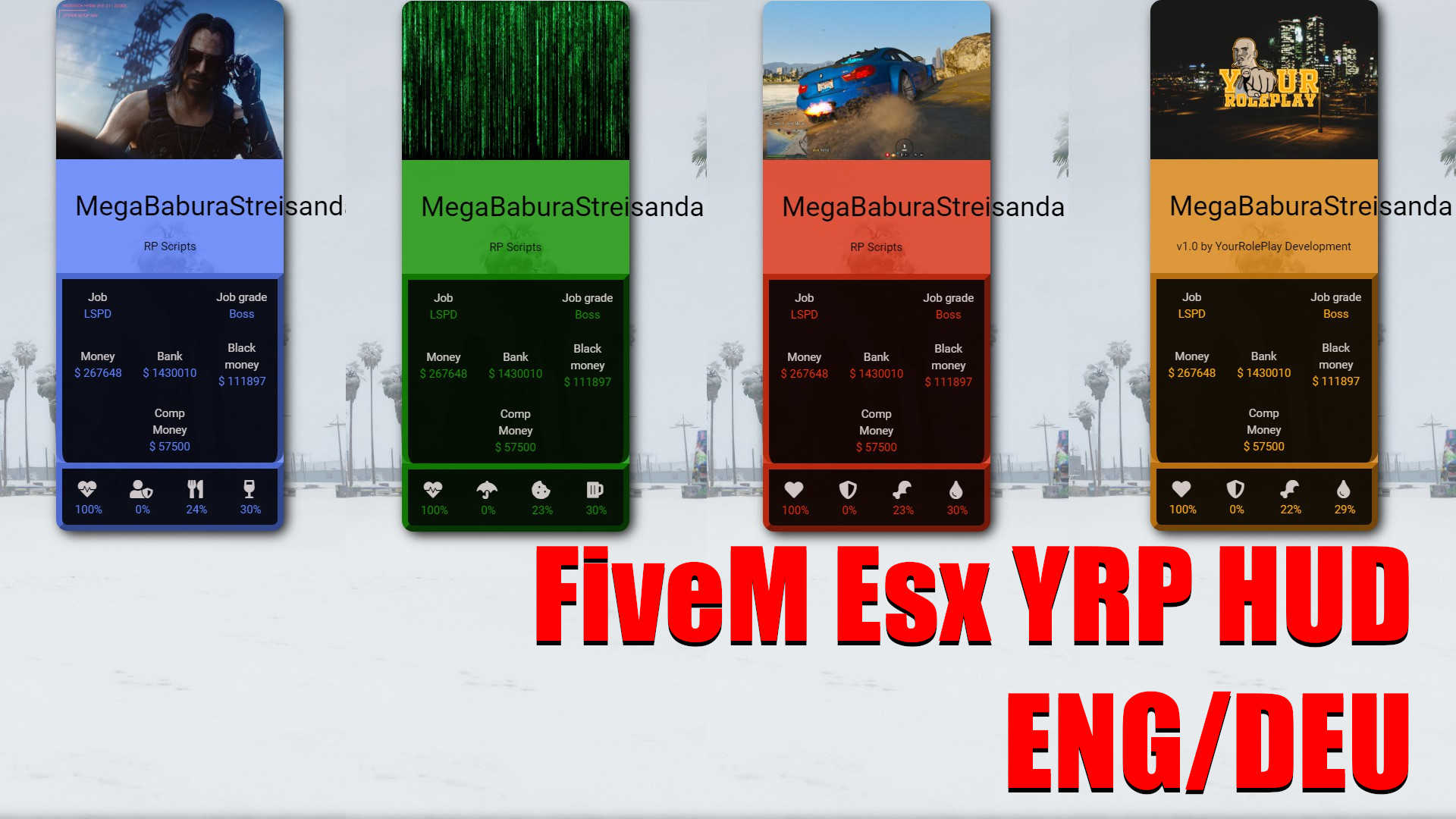 Read more about the article FiveM Esx YRP Hud Hunger, Thirst, Money, Job etc.