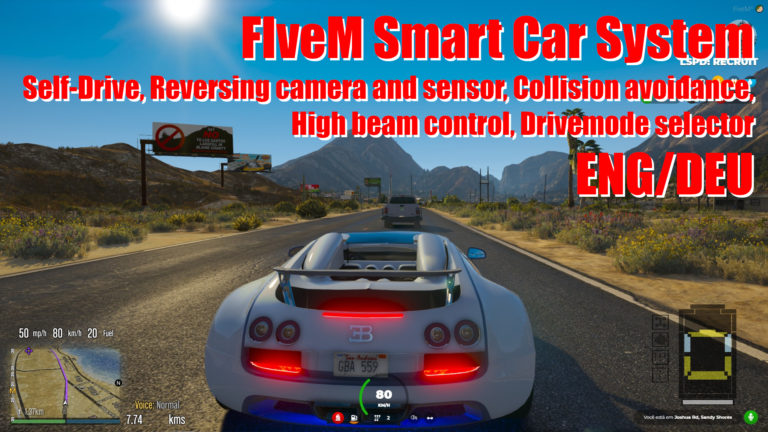 Mehr über den Artikel erfahren FiveM Smart Fahrzeugsystem (Autopilot, Sensoren, Rückwärstskamera etc.)